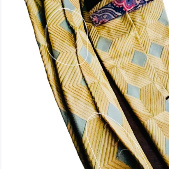 Ted Baker London Pale Yellow w Lt Green and Silver Diamond Design Sm Wear PGC - Picture 5 of 6